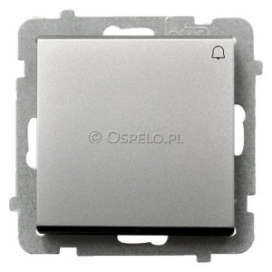 ŁP-6R/m/38 Przycisk zwierny dzwonkowy 10A (Szybkozłącza) Srebro Mat Ospel Sonata - Widok z przodu