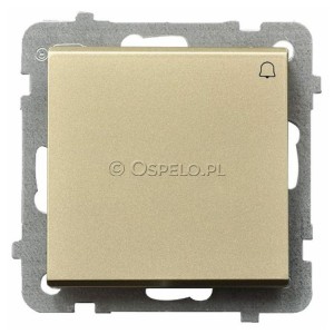 ŁP-6R/m/39 Przycisk zwierny dzwonkowy 10A (Szybkozłącza) Szampański Złoty Ospel Sonata - Widok z przodu