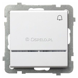 ŁP-6RS/m/00 Przycisk zwierny dzwonkowy z podświetleniem w kolorze Pomarańczowym 10A (Szybkozłącza) Biały Ospel Sonata - Widok z przodu