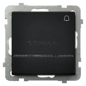 ŁP-6RS/m/33 Przycisk zwierny dzwonkowy z podświetleniem w kolorze Niebieskim 10A (Szybkozłącza) Czarny Metalik Ospel Sonata - Widok z przodu