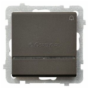 ŁP-6RS/m/40 Przycisk zwierny dzwonkowy z podświetleniem w kolorze Niebieskim 10A (Szybkozłącza) Czekoladowy Metalik Ospel Sonata - Widok z przodu