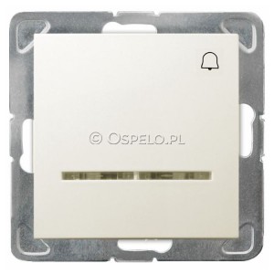 ŁP-6YS/m/27 Przycisk dzwonkowy z podświetleniem w kolorze Pomarańczowym 10A (Szybkozłącza) Ecru Ospel Impresja - Widok z przodu