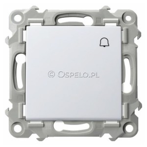ŁP-6Z/m/00 Przycisk zwierny dzwonkowy 10A (Szybkozłącza) Biały Ospel Szafir - Widok z przodu