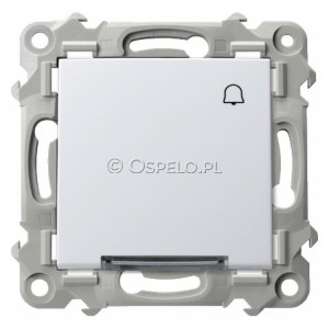 ŁP-6ZS/m/00 Przycisk zwierny dzwonkowy z podświetleniem w kolorze Białym 10A (Szybkozłącza) Biały Ospel Szafir - Widok z przodu