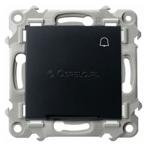 ŁP-6ZS/m/33 Przycisk zwierny dzwonkowy z podświetleniem w kolorze Niebieskim 10A (Szybkozłącza) Czarny Metalik Ospel Szafir - Widok z przodu