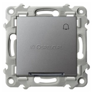 ŁP-6ZS/m/70 Przycisk zwierny dzwonkowy z podświetleniem w kolorze Niebieskim 10A (Szybkozłącza) Szary Mat. Ospel Szafir - Widok z przodu