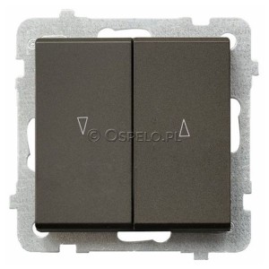 ŁP-7R/m/40 Przycisk żaluzjowy 10A (Szybkozłącza) Czekoladowy Metalik Ospel Sonata - Widok z przodu