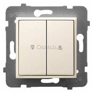 ŁP-7U/m/27 Przycisk żaluzjowy 10A (Szybkozłącza) Ecru Ospel Aria - Widok z przodu