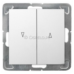 ŁP-7Y/m/00 Przycisk żaluzjowy 10A (Szybkozłącza) Biały Ospel Impresja - Widok z przodu