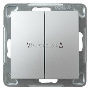 ŁP-7Y/m/18 Przycisk żaluzjowy 10A (Szybkozłącza) Srebro Ospel Impresja - Widok z przodu