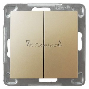 ŁP-7Y/m/28 Przycisk żaluzjowy 10A (Szybkozłącza) Złoty Metalik Ospel Impresja - Widok z przodu