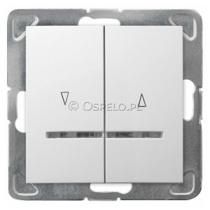 ŁP-7YS/m/00 Przycisk żaluzjowy z podświetleniem w kolorze Pomarańczowym 10A (Szybkozłącza) Biały Ospel Impresja - Widok z przodu