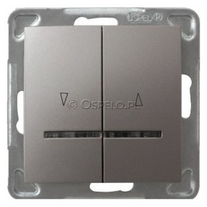 ŁP-7YS/m/23 Przycisk żaluzjowy z podświetleniem w kolorze Niebieskim 10A (Szybkozłącza) Tytan Ospel Impresja - Widok z przodu