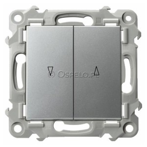 ŁP-7Z/m/18 Przycisk żaluzjowy 10A (Szybkozłącza) Srebro Ospel Szafir - Widok z przodu