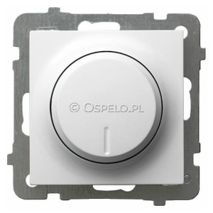 ŁP-8G/m/00 Ściemniacz naciskowo-obrotowy 40-400W (Zaciski śrubowe) Biały Ospel As - Widok z przodu