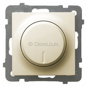 ŁP-8G/m/27 Ściemniacz naciskowo-obrotowy 40-400W (Zaciski śrubowe) Ecru Ospel As - Widok z przodu