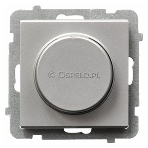 ŁP-8R/m/38 Ściemniacz naciskowo-obrotowy 40-400W (Zaciski śrubowe) Srebro Mat Ospel Sonata - Widok z przodu