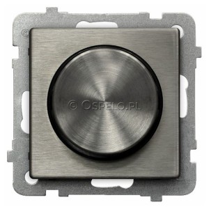ŁP-8RM/m/37 Ściemniacz przyciskowo-obrotowy przystosowany do obciążenia żarowego i halogenowego Stal Inox Ospel Sonata Stal Inox - Widok z przodu