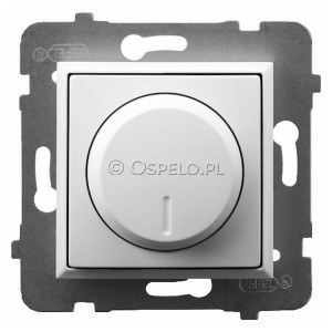 ŁP-8U/m/00 Ściemniacz naciskowo-obrotowy 40-400W (Zaciski śrubowe) Biały Ospel Aria - Widok z przodu