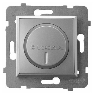 ŁP-8U/m/18 Ściemniacz naciskowo-obrotowy 40-400W (Zaciski śrubowe) Srebro Ospel Aria - Widok z przodu