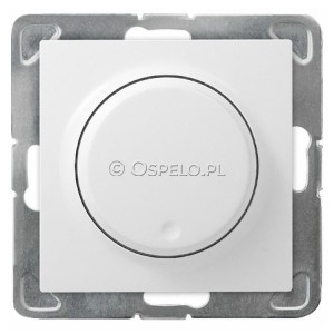 ŁP-8Y/m/00 Ściemniacz naciskowo-obrotowy 40-400W (Zaciski śrubowe) Biały Ospel Impresja - Widok z przodu