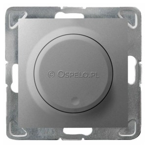 ŁP-8Y/m/18 Ściemniacz naciskowo-obrotowy 40-400W (Zaciski śrubowe) Srebro Ospel Impresja - Widok z przodu