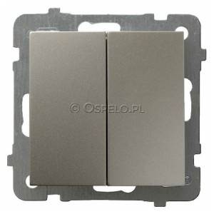 ŁP-9G/m/45 Łącznik schodowy z łącznikiem pojedynczym 10A (Zaciski śrubowe) Satyna Light Ospel As - Widok z przodu
