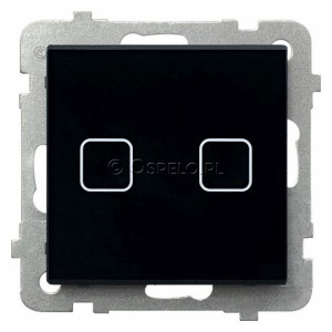 ŁPD-18RS/m/32 Przycisk dotykowy podwójny zwierny z podświetleniem Czarne Szkło Ospel Sonata Touch - Widok z przodu