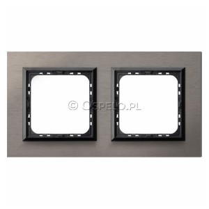 R-2RAC/63/25 Ramka podwójna wykonana z Aluminium Szczotkowanego 4mm Satyna Ospel Sonata - Widok z przodu