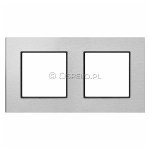 R-2UAC/62/25 Ramka podwójna Szczotkowane Aluminium Ospel Aria - Widok z przodu