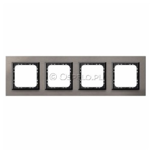 R-4RAC/63/25 Ramka czterokrotna wykonana z Aluminium Szczotkowanego 4mm Satyna Ospel Sonata - Widok z przodu
