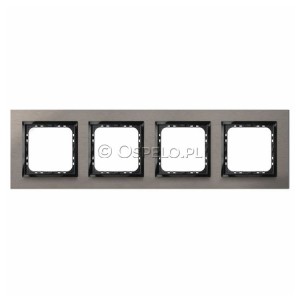 R-4YAC/63/25 Ramka czterokrotna wykonana z Aluminium Szczotkowanego 4mm Satyna Ospel Sonata - Widok z przodu