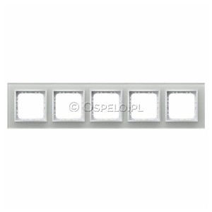 R-5YGC/31/00 Ramka pięciokrotna wykonania ze Szkła 4mm Biały Ospel Sonata - Widok z przodu