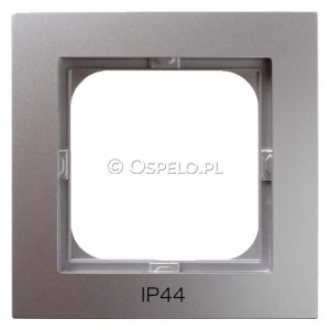 RH-1G/18 Ramka pojedyncza do łączników IP44 Srebro Ospel As - Widok z przodu