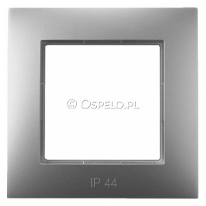 RH-1U/18 Ramka pojedyncza do łączników IP44 Srebro Ospel Aria - Widok z przodu