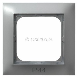 RH-1Y/18 Ramka pojedyncza do łączników IP44 Srebro Ospel Impresja - Widok z przodu