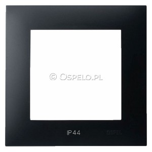 RH-1Z/33 Ramka pojedyncza do łączników IP44 Czarny Metalik Ospel Szafir - Widok z przodu