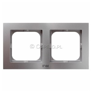 RH-2G/18 Ramka podwójna do łączników IP44 Srebro Ospel As - Widok z przodu