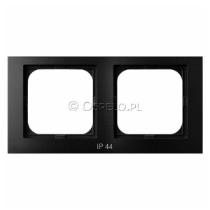 RH-2G/33 Ramka podwójna do łączników IP44 Czarny Metalik Ospel As - Widok z przodu