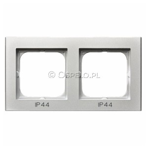 RH-2R/38 Ramka podwójna do łączników IP44 Srebro Mat Ospel Sonata - Widok z przodu