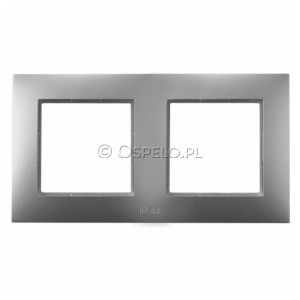 RH-2U/18 Ramka podwójna do łączników IP44 Srebro Ospel Aria - Widok z przodu