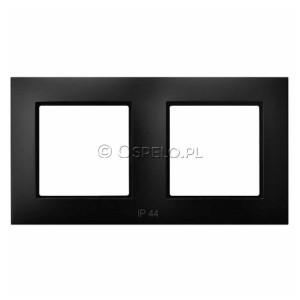 RH-2U/33 Ramka podwójna do łączników IP44 Czarny Metalik Ospel Aria - Widok z przodu