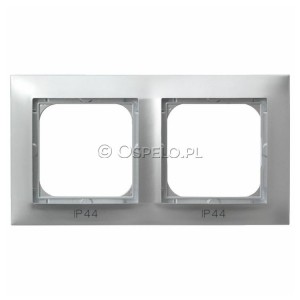 RH-2Y/18 Ramka podwójna do łączników IP44 Srebro Ospel Impresja - Widok z przodu