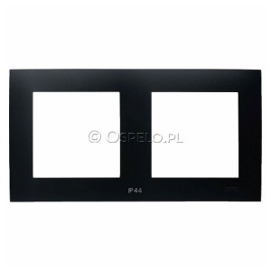 RH-2Z/33 Ramka podwójna do łączników IP44 Czarny Metalik Ospel Szafir - Widok z przodu