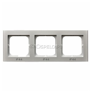 RH-3R/38 Ramka potrójna do łączników IP44 Srebro Mat Ospel Sonata - Widok z przodu