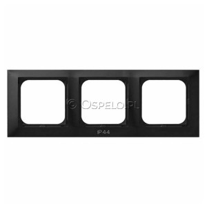 RH-3Y/33 Ramka potrójna do łączników IP44 Czarny Metalik Ospel Impresja - Widok z przodu