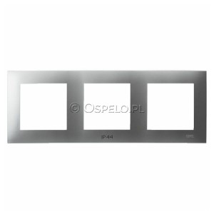 RH-3Z/18 Ramka potrójna do łączników IP44 Srebro Ospel Szafir - Widok z przodu