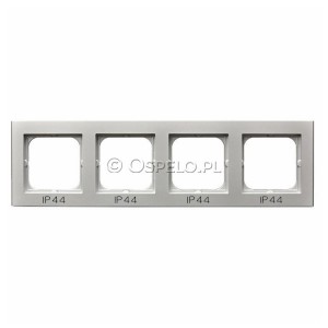 RH-4R/38 Ramka poczwórna do łączników IP44 Srebro Mat Ospel Sonata - Widok z przodu