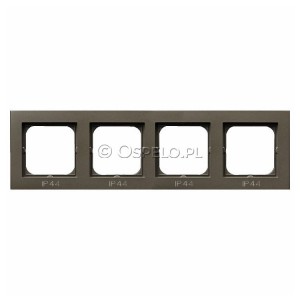 RH-4R/40 Ramka poczwórna do łączników IP44 Czekoladowy Metalik Ospel Sonata - Widok z przodu