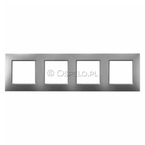RH-4U/18 Ramka poczwórna do łączników IP44 Srebro Ospel Aria - Widok z przodu